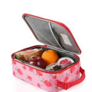 Fulton Lunch BagPink Strawberry Print Microban NWT